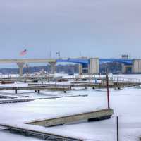 The frozen marina in Sturgeon Bay, Wisconsin