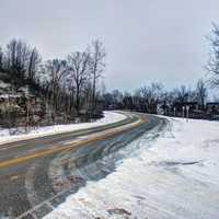 Winter road in Sturgeon Bay, Wisconsin