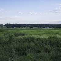 Grassland and fields under skies in Sugar River State Trail