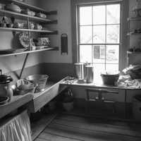 Black and white view of the Kitchen