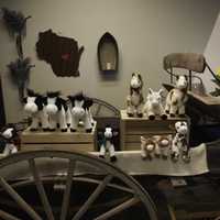 Stuffed animals on a wagon