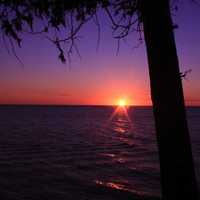 Sunset over lake on Washington Island, Wisconsin