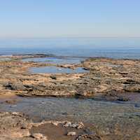 Lake, rocks, and tide pools at Whitefish Dunes State Park, Wisconsin