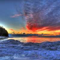 Dawn on the ice at Whitefish Dunes State Park, Wisconsin