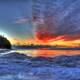 Dawn on the ice at Whitefish Dunes State Park, Wisconsin