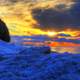 Sunrise over the ice at Whitefish Dunes State Park, Wisconsin