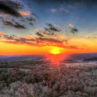 Sunset over Kickapoo River Valley at Wildcat Mountain State Park, Wisconsin
