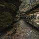 Concession stand, rocks, and stream at Wisconsin Dells