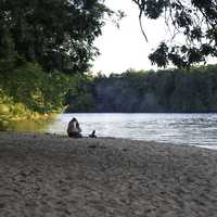 Father and Son on the beach at Wisconsin Dells