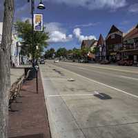 Looking up Broadway street in Wisconsin Dells