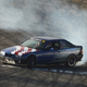 Patriotic American car drifting on the track