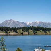 Mountains and hills with trees with lake