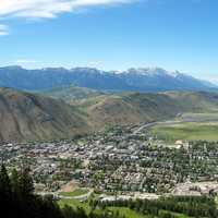 Overview of the town of Jackson, Wyoming from Snow King Resort