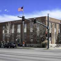 Post office, corner of Broadway and Main in Riverton, Wyoming