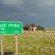 Road Sign in Lost Springs in Wyoming