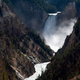 Closeup of lower Yellowstone falls with mist