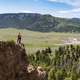 Hiker Overlooking the Lamar Valley in Yellowstone National Park