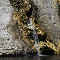 Hot water flowing down from the springs