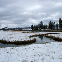 Landscape on the Firehole River at Yellowstone National Park, Wyoming