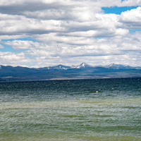 Mountains landscape beyond Yellowstone Lake