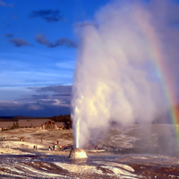 Rainbow over the Geyser in Yellowstone National Park, Wyoming