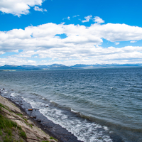 Shoreline and waves at Yellowstone Lake