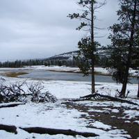 Snowy Fountain Flats On The Firehole River at Yellowstone National Park, Wyoming