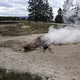 Underground geothermal vents letting steam