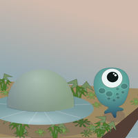 Alien landing with Spacepod vector graphic