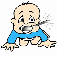 Baby with Silver Spoon in Mouth vector file