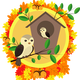Birds and Birdhouse in the autumn vector clipart