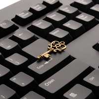 Black Keyboard with Golden Key on it