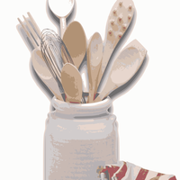 Bunch of wooden cooking spoons vector files