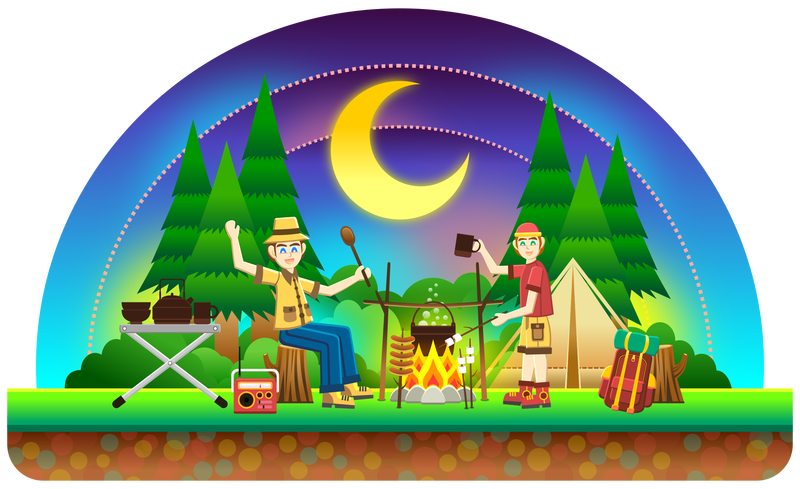 Camping Snowglobe vector clipart image - Free stock photo - Public