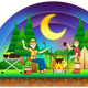 Camping Snowglobe vector clipart