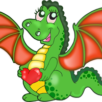 Cartoon Dragon with heart Vector Clipart