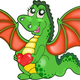 Cartoon Dragon with heart Vector Clipart