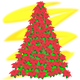 Christmas Tree with red flowers vector clipart