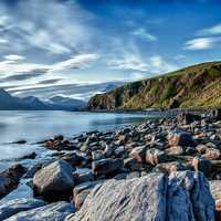 Coastal View with Rocks and Hills