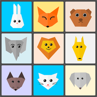 Cute animal heads Grid Vector Clipart