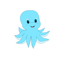 Cute Blue Octopus Vector Clipart
