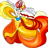 Dancer in Orange-red sun dress vector clipart