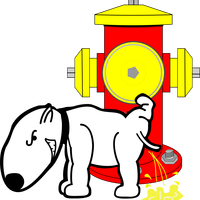 Dog Peeing on Fire Hydrant vector clipart