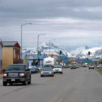 Downtown Browning With Mountains in the Background in Montana