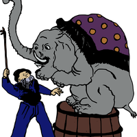 Elephant and Trainer vector clipart