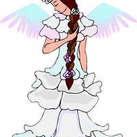 Fairy with white dress and wings vector clipart