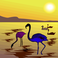 Flamingo under the sunset vector clipart