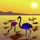 Flamingo under the sunset vector clipart