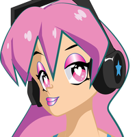 Girl with Headphones with pink hair vector clipart