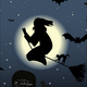 Halloween Card with Witch vector clipart